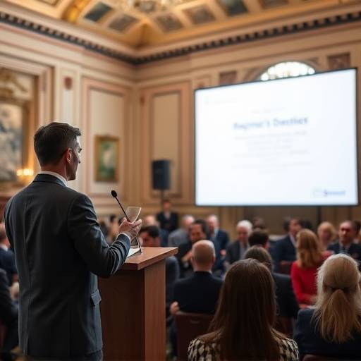 Fotografia di un relatore che parla a una conferenza aziendale a Firenze